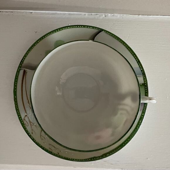 Vintage Japanese Hand Painted Teacup & Saucer Floral, Landscape, House Design - Picture 6 of 9